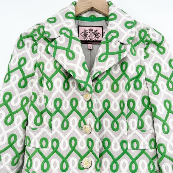 Juicy Couture Vintage Y2K Embroidered Pea Coat in Gray Green White Size Small - Picture 3 of 13